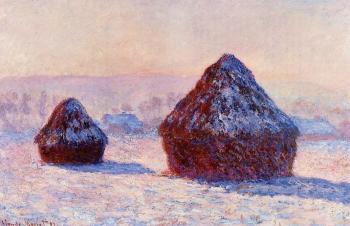 Claude Oscar Monet : Grainstacks in the Morning, Snow Effect
